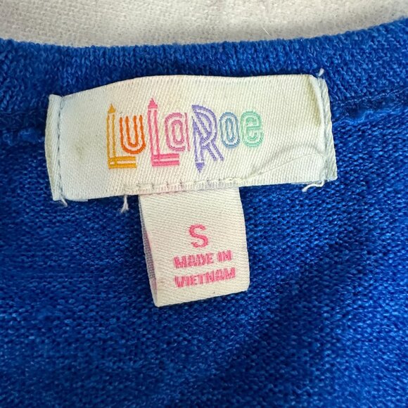 LuLaRoe Womens Long Open Cardigan Duster Sweater Blue Size Small Pockets - Picture 3 of 4